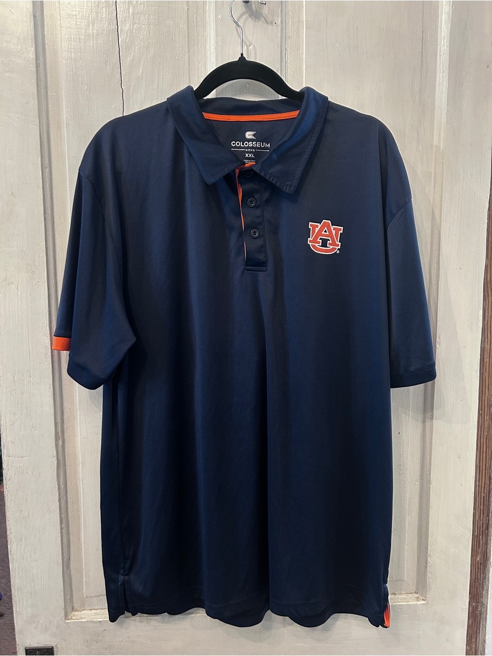 Colosseum Men's Navy Polo with Orange Auburn Logo